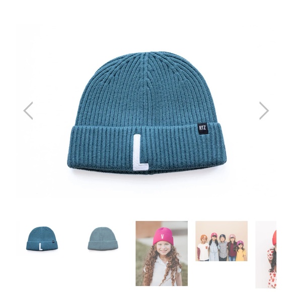 Pacific blue monogrammed letter “L” beanie- toddler sized - Picture 4 of 4
